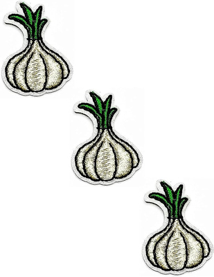 Garlic Clove Embroidered Iron On Patches With Twill / Felt / Velvet Backgrounds