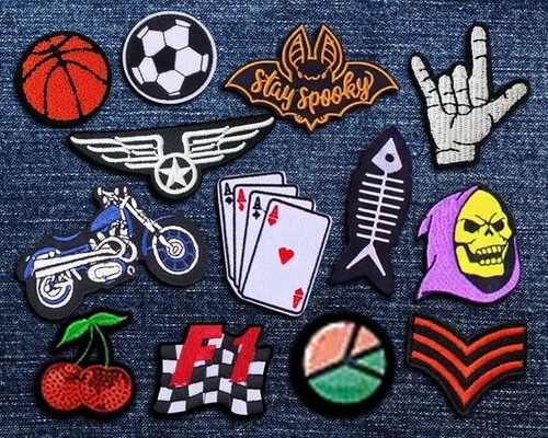 Customized Iron On Embroidery Patch Merrowed Border For Garment Shoes Bags