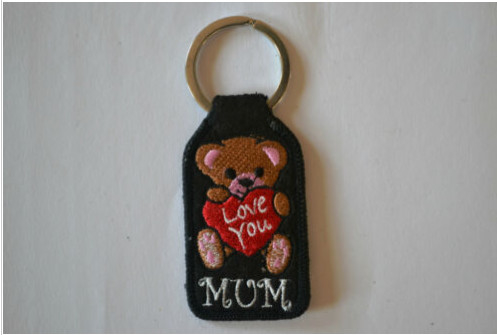 LOVE YOU MUM embroidered key chain 130x30mm Twill Polyester Cotton