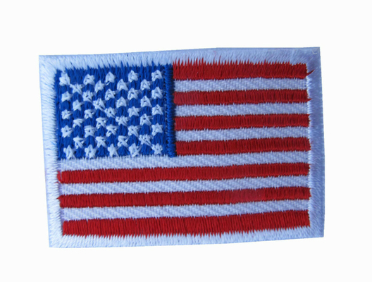 White Border Embroidery Iron On Patch Small US Flag 1 5/8&quot; 5 Colors