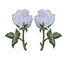 2Pcs / Pair White Rose Iron On Embroidery Flowers Merrowed Border For Clothes