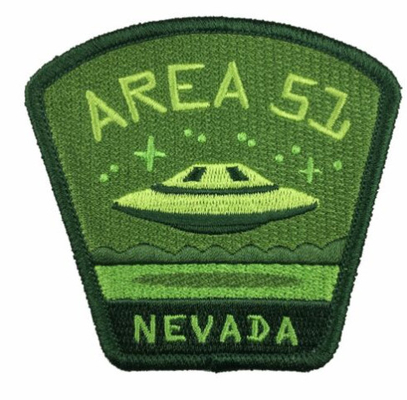 Blue Merrow Border Embroidered Sew On Patch Area 51 Nevada UFO Alien Travel Patch