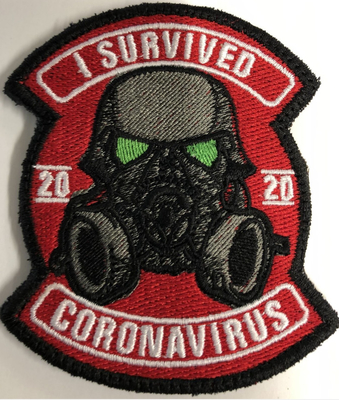 I Survived Corona Custom Embroidered Patch Iron On Backing Twill Fabric Background