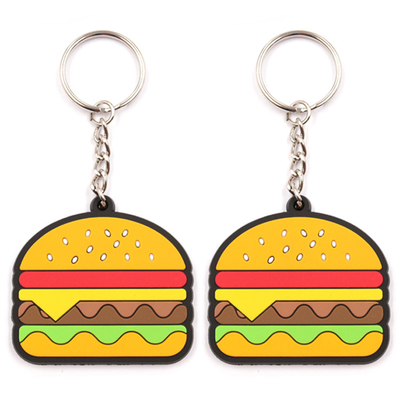 Soft Cute Burger PVC Key Chain 2D 3D Promotion Gift Mini Food Keychain