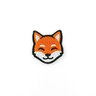 Cute Little Fox Animal Iron On Patches Merrow Border Embroidered Badge Patch