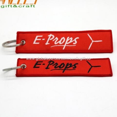 durable Custom Woven Keychain Promotional Polyester Fabric Tag Keychain