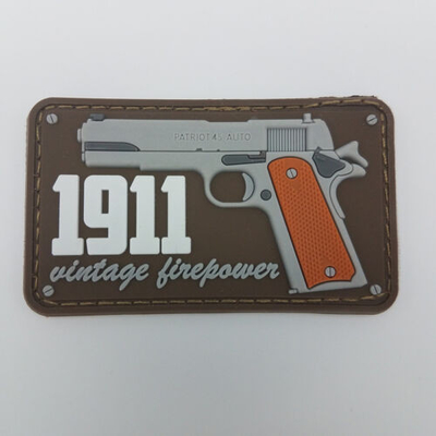3D WWII Colt 1911 Pistol PVC Hook And Loop Patch Tactical Military USA Badge