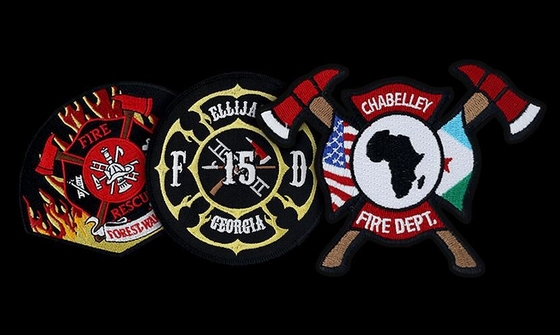 Fire Department Embroidered Patches Custom Logo Made Iron On Back