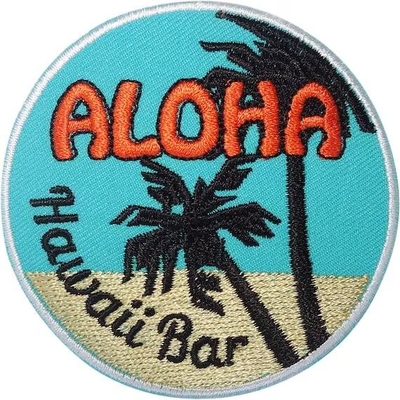 Hawaii Bar Iron Sew On Patch Clothes Palm Trees Hawaiian Beach Embroidered Badge
