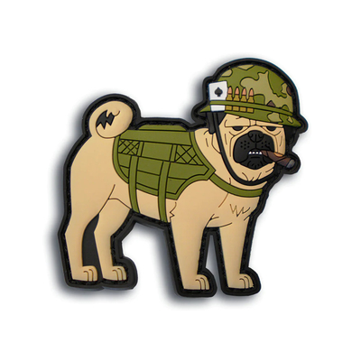 NAM Pug Rubber Iron On Patches 90MM Diameter 6C Color Velcro Backing