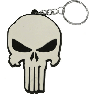 Custom Rubber PVC Keychain Promotional Gift Marvel Punisher Logo Soft Touch