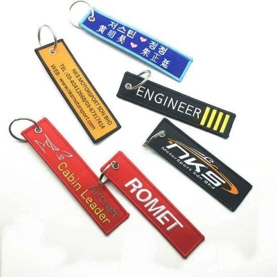Customized Shape Embroidery Key Tag Keychain Keyring Twill Fabric For Promotion Gift