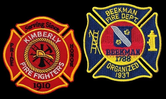 Custom Iron On Embroidered Badge twill fabric Background Firefighter Patches