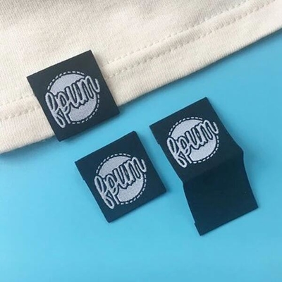Custom Made Polyester Woven Clothes Label Heat Cut Border