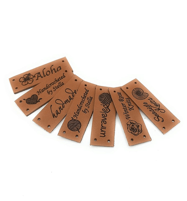 Embossed Sew On Backing Personalised Leather Craft Labels For Clothing