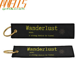 Double Side Custom Woven Keychain Polyester Material Embroidered Key Tags