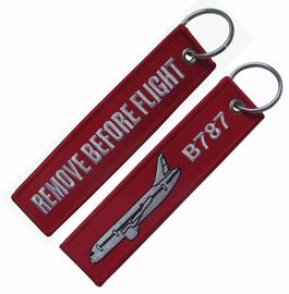 Perfect Airplane Details Embroidered Remove Before Flight Keychain