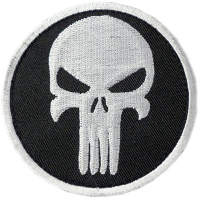 Skull Pattern Twill Embroidered Badge Patches Merrowed Borders
