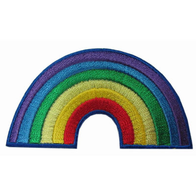 Polyester Background 12C Color Custom Embroidery Patch Rainbow Cute