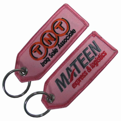 PMS Twill Felt Embroidered Keychain Embossed Merrow Border Hang Tag 130×30mm