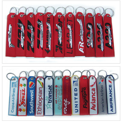 Fabric Promotional Gifts Embroidered Keychain Pantone Color Washable