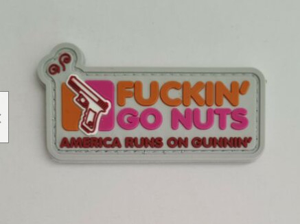 Dunkin Donut Go Nuts 3D PVC Tactical Patch Pink Hook And Loop Morale Patches