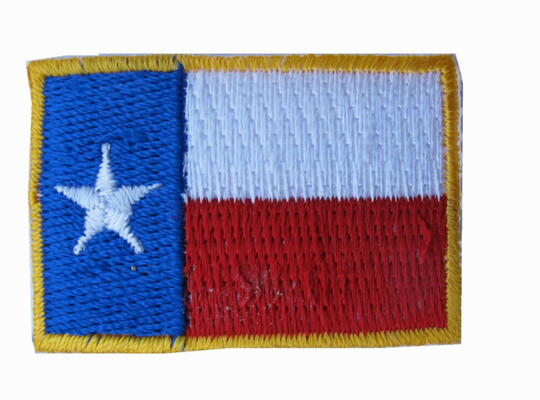 LONE STAR Texas State Flag Patch Embroidery Iron On Gold Border Small 1-5/8&quot;