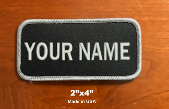 Custom (Personalized) Embroidered Name Patch Embroidery Name Tag Black/Grey