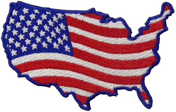 USA Map Shape American Flag Embroidered Iron On Sew On Patch