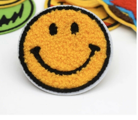 Chenille Smiley Face Patch - Iron On Chenille Patch Smile Fashion Patch - Yellow