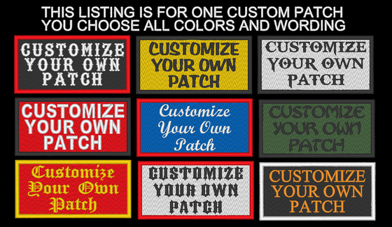 CUSTOM EMBROIDERED PATCH 2 X 4&quot; EMBROIDERY VELCRO BACKING FOR CLOTHS
