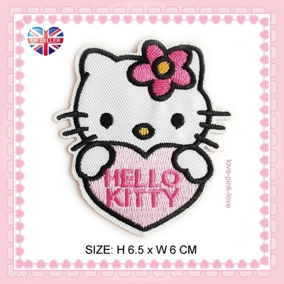 Hello Kitty Heart Full Embroidered Applique Iron Sew On Patch Badge