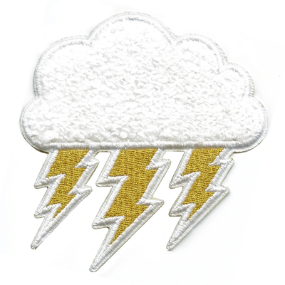 Enchanted Chenille Lightning Cloud Patch Embroidered Iron On Patch
