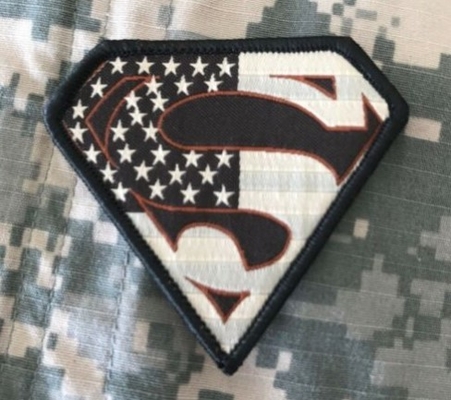BuckUp Tactical Patch Hook Super man USA Tan Subdued Patches 2.75&quot;