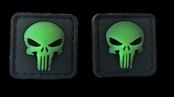 Soft Velcro Backing Rubber Morale Patches Skull Glow In The Dark