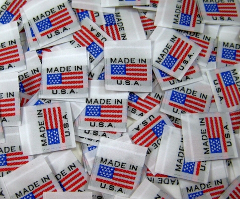 100 PCS WOVEN GARMENT SEWING LABELS, AMERICAN FLAG MADE IN U.S.A.