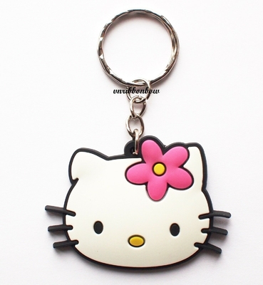 Wholesale Fashion Design Cute Hello Kitty Head PVC Rubber Keychain