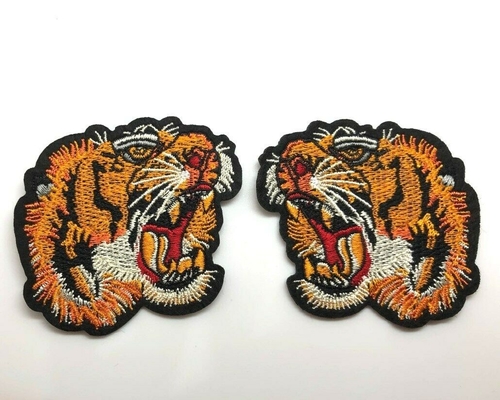 Tiger Head Embroidery Iron On Applique Patch Handmade Twill Cotton Material