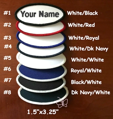 Iron On Custom Embroidered Name Patch Oval 1.5&quot;X3.25&quot; Twill Cotton Material