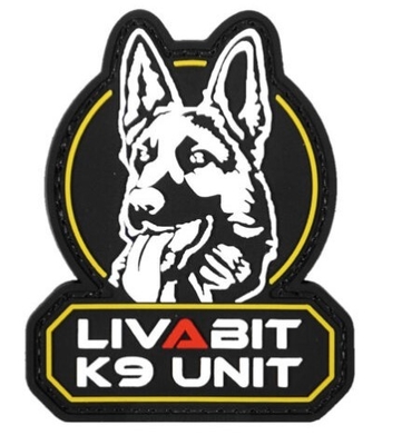 LIVABIT K9 Unit Dog Icon Morale PVC Patch Hook And Loop Tactical Patches