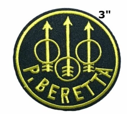 P BerettaLogo Embroidered Applique Patches Twill Fabric Hook And Loop Patch