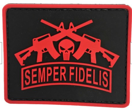 Custom Molded Soft PVC Patch USMC Semper Fidelis Marine Corps Red For Garment