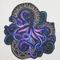 Custom Octopus Embroidered Patch Blue Merrow Border Embroidery Designs