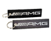 Embroidered AMG Logo Key Chain Accessory Crew Tag Ring Black Gray Silver Font