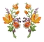 Merrowed Border Embroidery Iron On Applique Patch 2Pcs Orange Rose Flower